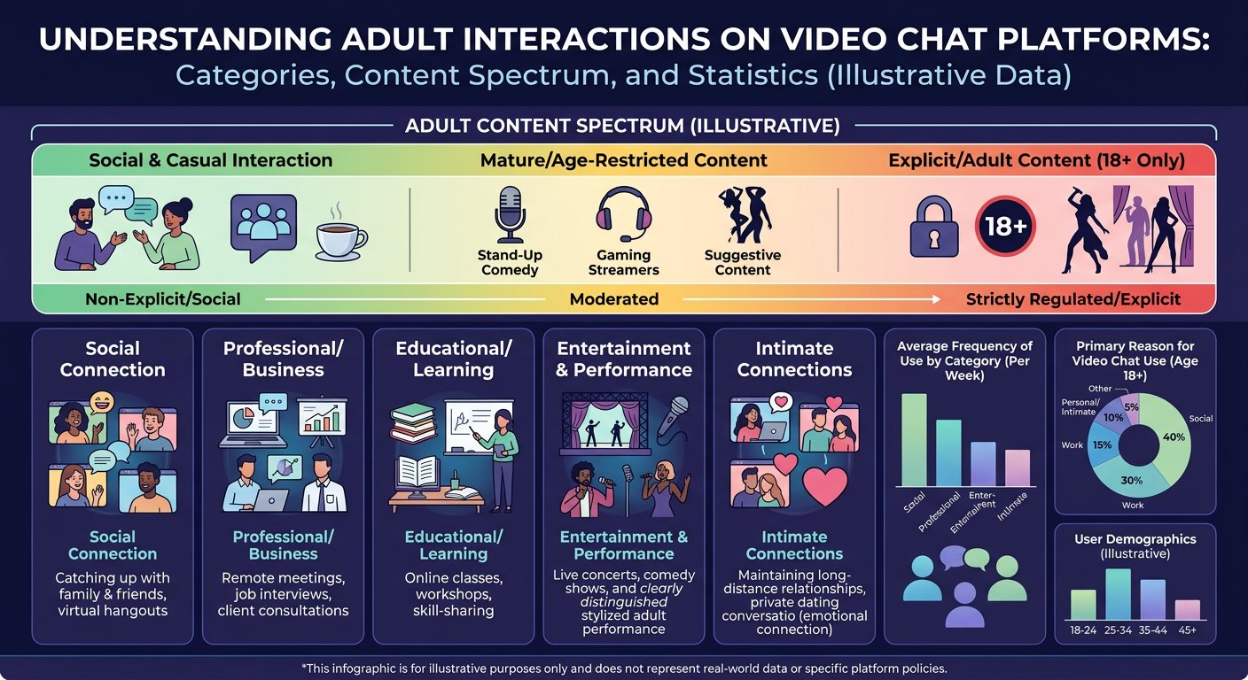 Adult video chat interactions guide infographic