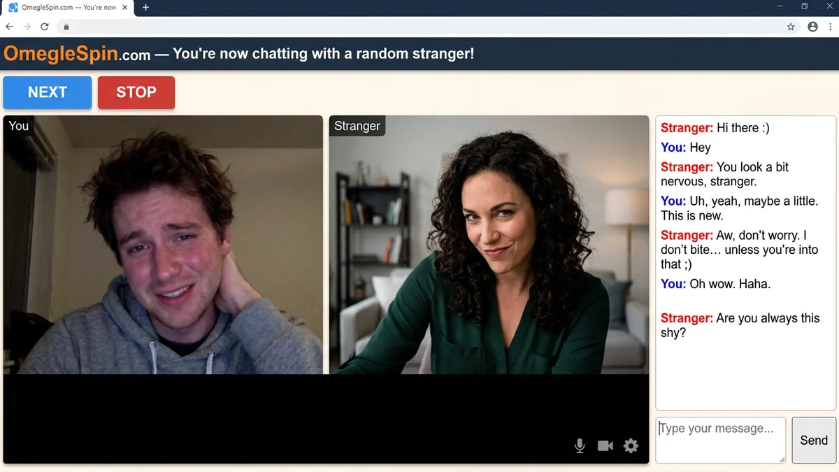 A confident dominant match on a webcam