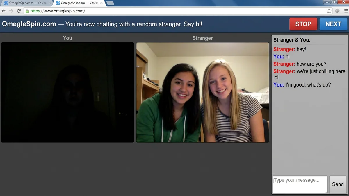 Two girls together on a webcam